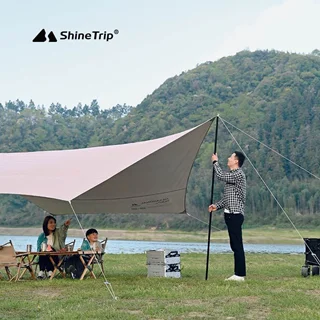 سایه بان 22 متر مربع مدل silver-coated به همراه 2 تیرک شاین تریپ | A462